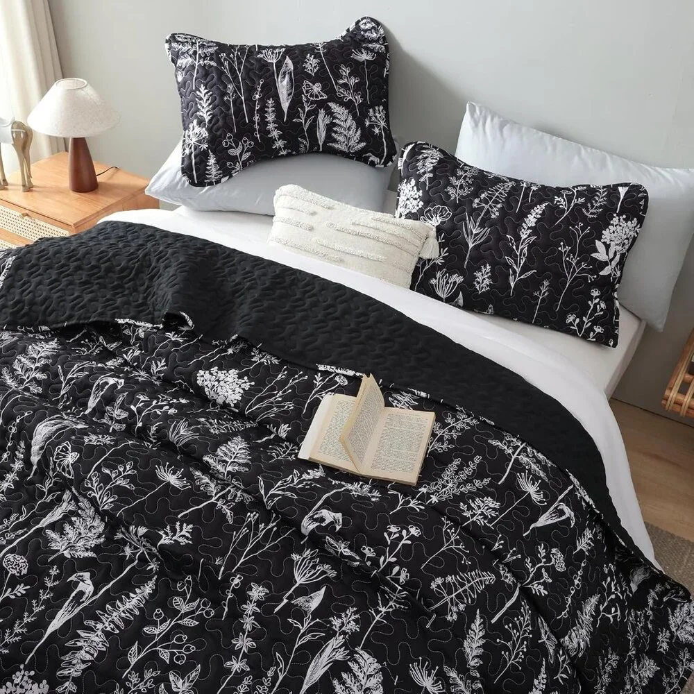 New Quilts Queen Size Bed Spread Botanical 3 Pieces Quilts Queen Size Sets
